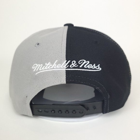 Brooklyn Nets Mitchell & Ness NBA Snapback Hat Split 3D Logo Black Gray Cap NWT - Picture 5 of 8